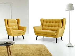 Set mobilier tapițat Milford A103Galben, Tapiterie, Picioare: Lemn, Lemn: Fag