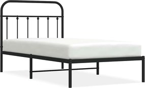 vidaXL Cadru de pat metalic cu tăblie, negru, 100x190 cm