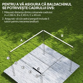 Outsunny Acoperiș Pergolă, Copertină Retractabilă pentru Soare, Protecție UV30+, 3 x 2.15m, Gri Închis | Aosom Romania