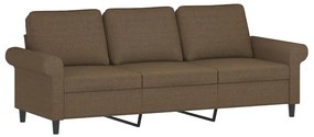 Canapea cu 3 locuri cu taburet, maro, 180 cm, material textil Maro, 212 x 77 x 80 cm