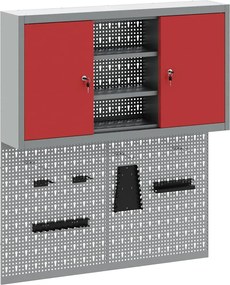 vidaXL Set dulap de unelte 3 pcs Roșu Oțel vopsit electrostatic