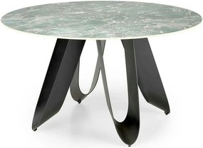 Masa GIOVANI, verde/negru, ceramica/metal, 135x135x76 cm
