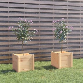 Jardiniere de gradina, 2 buc., 40x40x40 cm, lemn masiv de pin 2, Maro, 1