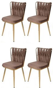 Set de scaune de sufragerie Kusakli Light Brownand Gold, 4 buc., 4 buc