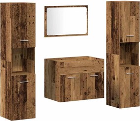 vidaXL Set de mobilier pentru baie 4 pcs Lemn Vechi Lemn compozit