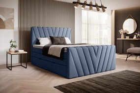 Pat tapitat, boxspring, cu spatiu pentru depozitare, 160x200 cm, Candice 3, Eltap (Culoare: Verde lucios - Nube 35)