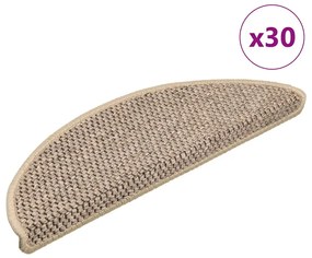 vidaXL Covorașe scară autoadezive aspect sisal 30 buc. Bej închis