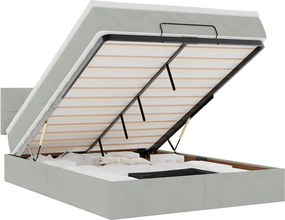 vidaXL Cadru de pat otoman cu saltea Gri deschis 140x200cm catifea