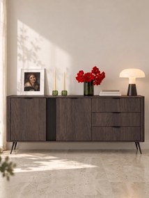 Comodă Edrin 195 cm cu sertare - stejar dunin / negru