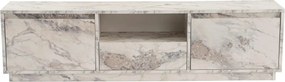 Comoda TV VANGUARD, alb cu efect de marmura, PAL, 160x30x42 cm