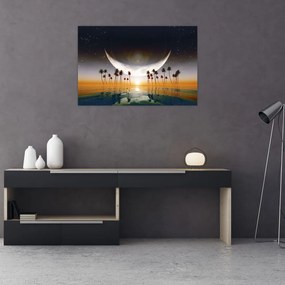 Tablou- Luna deasupra palmierilor (90x60 cm)