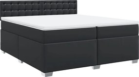 vidaXL Pat box spring cu saltea, negru, 200x200 cm, piele ecologică