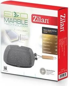 Tigaie grill Zilan ZLN4298, diametru 24 cm, Material aluminiu, Interior granit, Maner pliabil, Compatibil inductie