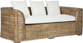 Canapea de exterior 3 locuri din rattan natural cu perne incluse, „Isla”