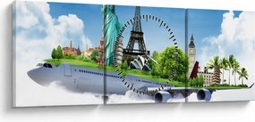 Tablou - Călătorie în jurul lumii (cu ceas) (90x30 cm)