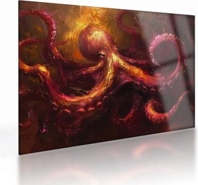 Tablou pe sticlă - Octopus, pictură în ulei (70x50 cm)
