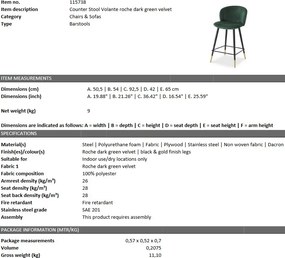 Scaun de bar design elegant LUX Counter Stool Volante, verde inchis 115738 HZ