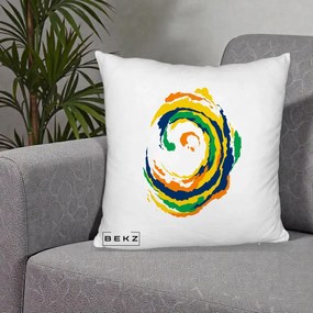 Perna Decorativa Vortex Abstract Colorat, 40x40 cm, Alb Pufos, Husa Detasabila, Perna Inclusa, BEKZ®