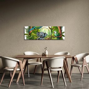 Tablou - Animăluțe vesele (cu ceas) (90x30 cm)