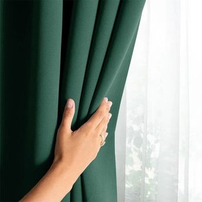 decoDoma Draperie groasă blackout RESTILO verde închis 140 x 245 cm set 2 buc