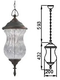 Candelabru LED exterior MARSYLIA, suspendat pe lanț, 3 x 3 W, 230 V, negru