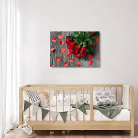 Tablou pe sticlă - cu buchet de flori (70x50 cm)