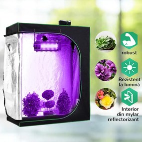 Outsunny Cort Hidroponic pentru Cultivare din Oxford 600D cu 3 Prize de Aer Reglabile și Fereastră, 120x60x150 cm, Negru | Aosom Romania