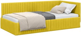 vidaXL Cadru de pat colțar cu headboard Galben 100 cm x 200 cm Catifea