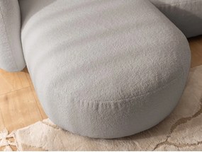 Colțar gri cu tapițerie din țesătură bouclé (cu colț pe partea stângă/cu șezlong) Orbit – Ropez