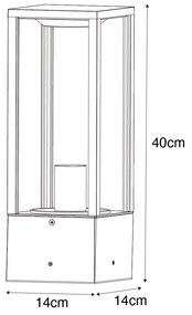 Lampă de exterior cu picior neagră cu sticlă striată 40 cm IP44 - Charlois