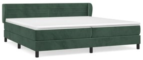 3127574 vidaXL Pat box spring cu saltea, verde închis, 200x200 cm, catifea