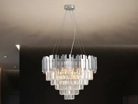Lustru cu cristale pe cablu PLAZA 9xE14/40W/230V Ø 60 cm argintiu