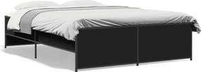 vidaXL Cadru de pat, negru, 120x200 cm, lemn prelucrat și metal
