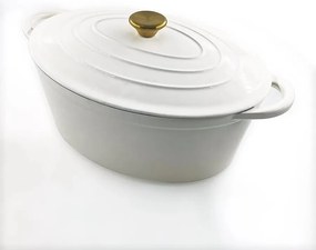 Oala fonta emailata cu capac crem Perfect Home 30cm, 4.2L 17923