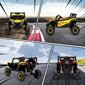 AIYAPLAY Mașină electrică copii UTV 12 V, buggy electric pentru copii cu telecomandă, 96 x 61 x 56 cm, galben | Aosom Romania