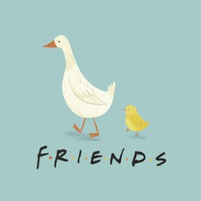 Poster de artă Friends - Chick and duck, (40 x 40 cm)