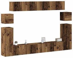 vidaXL Set dulap TV 8 piese montat pe perete lemn vechi lemn prelucrat