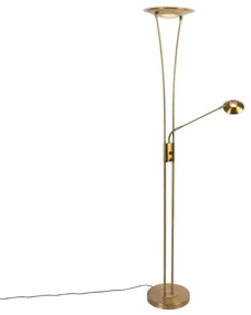 Lampă de podea bronz cu braț de citit inclus LED - Ibiza