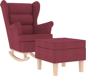 vidaXL Scaun balansoar cu taburet, roșu vin, material textil