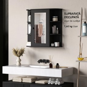 Homcom Dulapior Baie cu Oglinda – Lemn Alb 66×17×63 cm | Aosom Romania