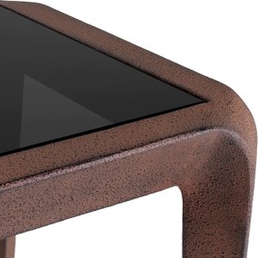 Masuta laterala LUX, Aluminiu Reciclat, Sticla Neagra, Quentin