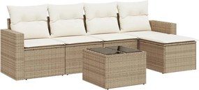 vidaXL Set canapele de grădină cu perne, 6 piese, bej, poliratan