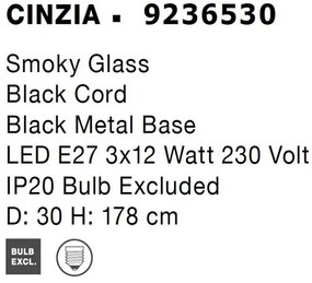 Lustra cu 3 pendule design modern CINZIA fumuriu