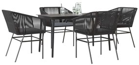 vidaXL Set de sufragerie de grădină 5 piese neagră Sticlă Poly Rattan