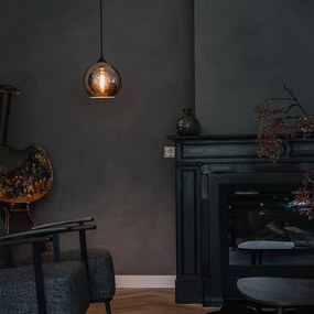 Lampă suspendată inteligentă neagră cu sticlă fumurie, inclusiv Wi-Fi A60 - Wallace