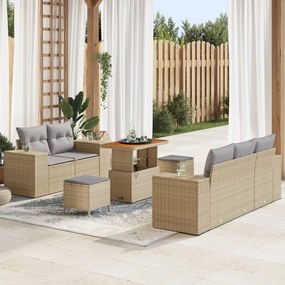 vidaXL Set de canapele pentru grădină 8 pcs Bej poliratan