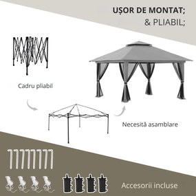 Outsunny Cort foisor pliabil cu inaltime ajustabila, 4 Saci de greutati pentru Petreceri in aer liber pe terasa si in gradina | Aosom Romania