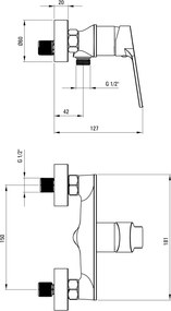 Loco Baterie pentru duș, montare pe perete Finisaj: Crom BLC_040M