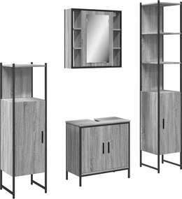 vidaXL Set dulapuri de baie, 4 piese, gri sonoma, lemn prelucrat