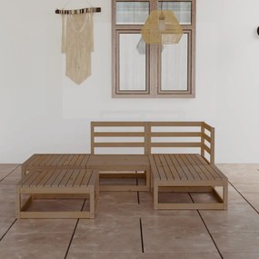 vidaXL Set mobilier de grădină, 5 piese, maro miere, lemn masiv de pin